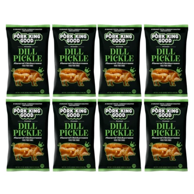 Pacote com 8 lanches ceto carnes sabor picles Pork King Good Dill - Imagem 1 de 4