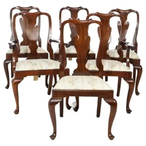 Set of Six Queen Anne Style Dining Chairs 20th Century by Henkel Harris Wild Blk - Picture 1 of 8