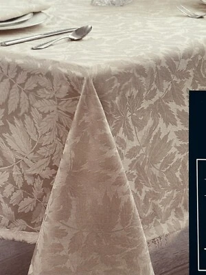 NEW WATERFORD TABLECLOTH 70 X 102 CRYSTAL OBLONG TRALEE CHAMPAGNE LEAVES LUXURY - Image 1 of 4