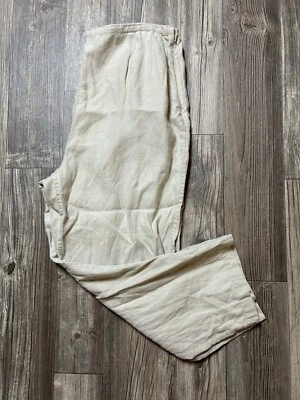 Pantalones Valerie Stevens para mujer talla grande beige 100 % lino tostado pierna ancha cómodos Foto 1 de 4