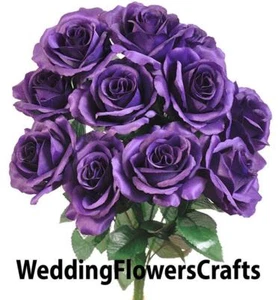 12 Faux 4" Open Roses Bouquet Silk Flowers Wedding Centerpiece Decor Artificial - Picture 1 of 25