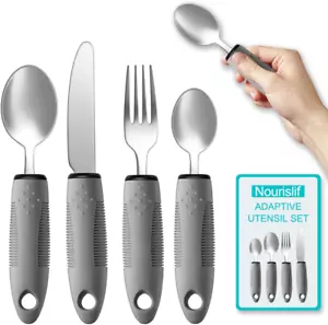 4Pcs Adaptive Utensils Weighted Silverware for Hand Tremors Arthritis Elderly - Picture 1 of 12