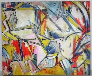 Willem de Kooning (Handmade) Oil On Canvas Signed & Stamped Painting, Vtg Art - Picture 1 of 5