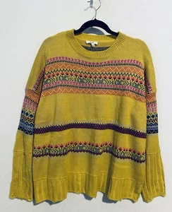Staffelei Pullover Damen Medium senfgelb Fair Isle Used Saum Oversized - Bild 1 von 8
