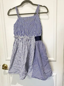 Vestido soltero forrado a tiras azul marino y blanco para niñas talla grande 10/12 - Imagen 1 de 11