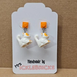 Custom Handmade LEGO (Pierced) Earrings - Grumpy Cat - Picture 1 of 7