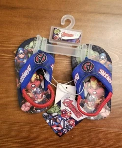New Marvel Avengers Assemble Baby Toddler Boy Blue Flip Flops Sandals Small 5/6 - Picture 1 of 3