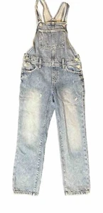 Girls Overalls Med Blue Wash Denim, Intentional Distressing, Sz Large 10/12 - Picture 1 of 4