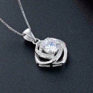 14 Karat weiß vergoldeter Damenanhänger 2,00 Karat rund geschliffenes Labor geschaffen Diamant - Bild 1 von 5