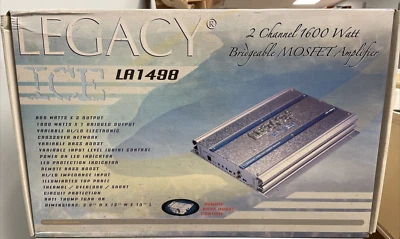 Legacy LA1498 Car Amplifier 2 channel 1600 Watts Bridgeable - Image 1 of 4