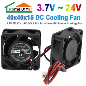 40mm Small PC computer cooling fan 40x40x15mm 3.7V 5V 9V 12V 18V 24V 2 pin - Picture 1 of 20