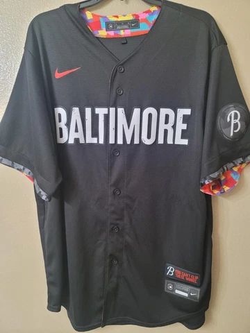 NIKE Mens BALTIMORE ORIOLES 100% REAL CITY CONNECT Baseball JERSEY XL BLACK Cover