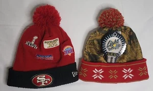 New Era/Foco Lot of 2 Xmas & Super Bowl Knitted Pom Beanie Light Up 1 NWT - Picture 1 of 2