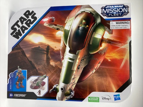 2022 Star Wars Mission Fleet Firespray w/ Boba Fett ~ aka Slave-1 ~ NIP IN HAND Cover