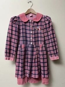 Vintage Disney Daisy Duck Dress Youth Girls Size 12 Pink Corduroy Button Down - Picture 1 of 8