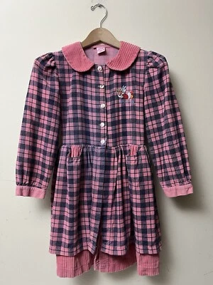 Vestido Vintage Disney Pato Margarita Jóvenes Niñas Talla 12 Rosa Pana Abotonada  Foto 1 de 4