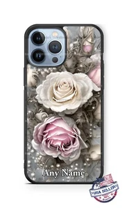 Flower Bouquet Shabby Chic Roses Pink Personalized Phone Case for iPhone Samsung - Picture 1 of 11