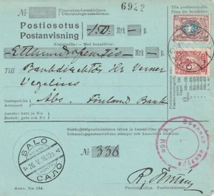 FINNLAND: Post Zahlungsanweisung Salo 1916, - Bild 1 von 1