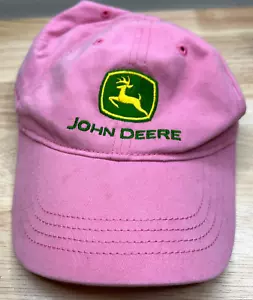 John Deere Strapback Hat Girls Adjustable Pink Baseball Cap Logo Tractor Youth - Picture 1 of 12
