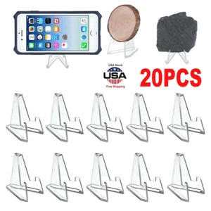 20PCS Triangle Display Stand Coin Mineral Display Transparent Medal Business USA - Foto 1 di 12