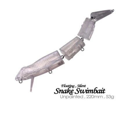 5PCS 22cm 53g Floating Snake Swimbait Unpainted Bait Blank Fishing Lure model - Image 1 of 4