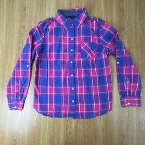 Camisa Tommy Hilfiger Mujer Mediana Rosa Azul A Cuadros Abotonada Informal Preppy - Imagen 1 de 9
