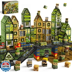 GobiDex 100PCS Magnetic Building Blocks Army Toys, STEM Military  - Picture 1 of 5