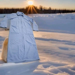 ✅LL Bean Blue Fleece Zip Up Winter Bath Robe/Gown W/Pockets Womens SMALL-Regular - Picture 1 of 9