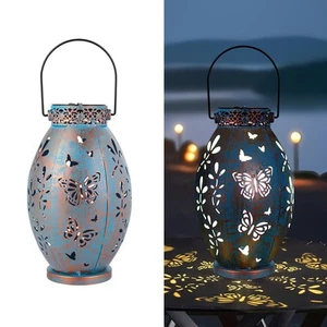 2Pack Outdoor Solar Lanterns, Hollow Out Metal Garden Light Decorative Hangin... - Picture 1 of 6