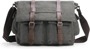 Canvas Messenger Bag, Men's Shoulder Bag with Multiple Pocket, Vintage Shoulder - Picture 1 of 7