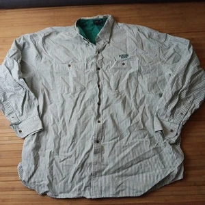 Vintage Rolling Rock Beer Striped Thick Long Sleeve Pinstripe Button Up Shirt... - Picture 1 of 5