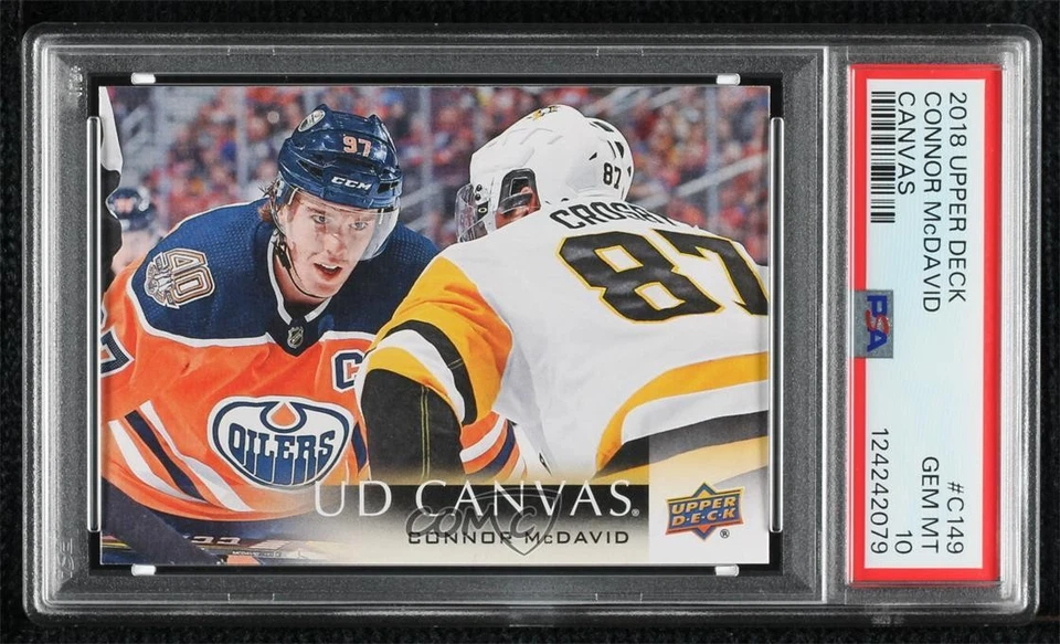 2018-19 Upper Deck UD Canvas Connor McDavid Sidney Crosby #C149 PSA 10 GEM MT - Image 1 of 2