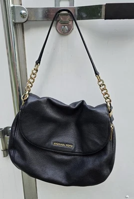 Michael Kors Bedford Black Pebbled Leather Satchel Shoulder Bag No Tassel - Image 1 of 4