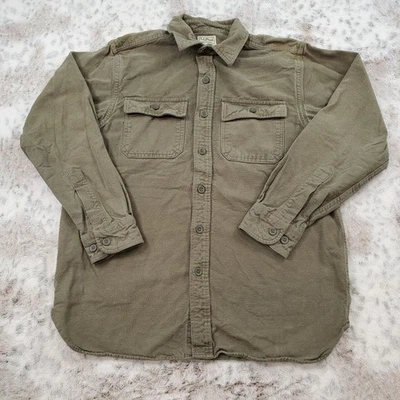 LL Bean Chamois Shirt Men's M Medium Olive Green Traditional Fit Button Down  - Image 1 of 4