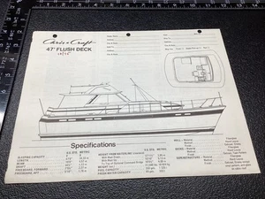 2 Chris Craft Boat Dealer Form Prices Spec Info Ad 1/1 47’ FLUSH DECK 10/1975 - Picture 1 of 6