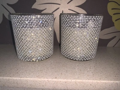 2 Hotel Collection  Diamante Sparkling Scented Jewelled Candles  Floral Cassis - Image 1 of 4