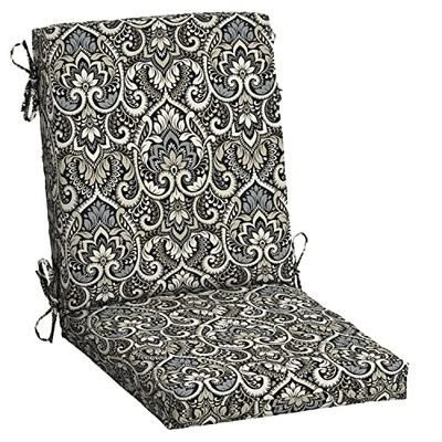 Arden Outdoor Dining Chair Cushion, 20 in x 20"L x 20"W 1 Black Aurora Damask - Image 1 of 4