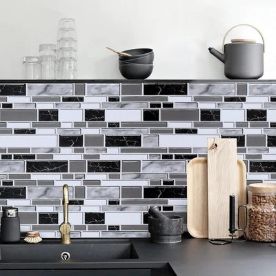 Livebor Peel and Stick Kitchen Wallpaper 11.8" x 78.7", Black/White  - Image 1 of 4