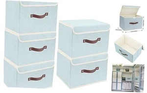 Foldable Storage Boxes with Lids 5 Pack Fabric Storage Bins with Lids, Closet - Picture 1 of 8