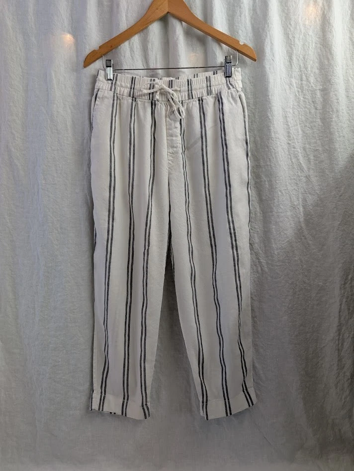 GAP Off White Negro Rayas Lino y Rayón Pantalón Tobillo Mujer Talla 8 K3 Foto 1 de 4