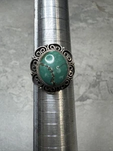 Anillo Turquesa Vintage Suroeste Plata Esterlina Talla 7.5 H100 - Imagen 1 de 14