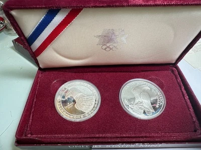1983/ 1984 OLYMPIC COMMEMORATIVE SILVER DOLLAR PROOF TWO-COIN SET - Image 1 of 4