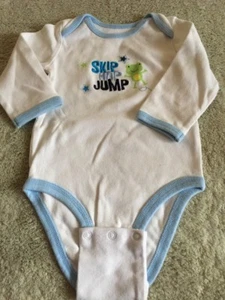 Just One Year Boys White Blue Frog Long Sleeve One Piece 9 Months - Picture 1 of 6