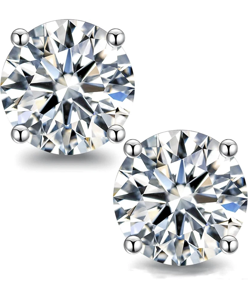 Beautiful! 2 Carat Total Weight Lab Created Earrings 14k White Gold plated Foto 1 de 1