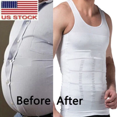 Men Body Slimming Tummy Shaper Underwear Shapewear Shirt Waist Girdle Shirt Vest - Image 1 of 4