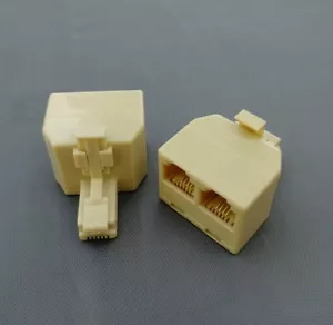(1 PC) RJ11 6P4C Telephone 1 Male to 2 Female ADSL Modular Splitter - IVORY - Picture 1 of 2