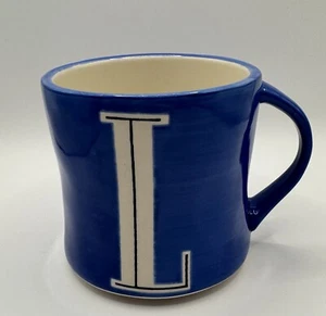 Anthropologie Initial Letter L Ceramic Royal Blue Coffee Mug - Picture 1 of 8