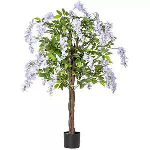 HOMCOM Artificial Realistic Wisteria Flower Tree Faux Plant for Indoor Décor - Picture 1 of 11