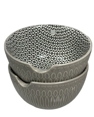 (2) Cuencos de fideos ramen de gres gris de firma para artículos para el hogar con soporte para palillos Foto 1 de 4