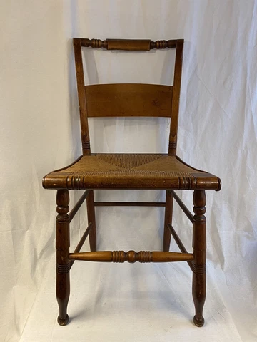 Antique Hitchcock Wood Chair with Rush Seat • Vintage • Local Pick Up Only • Cover